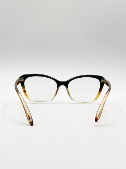 Green Tortoiseshell clear Lens Glasses