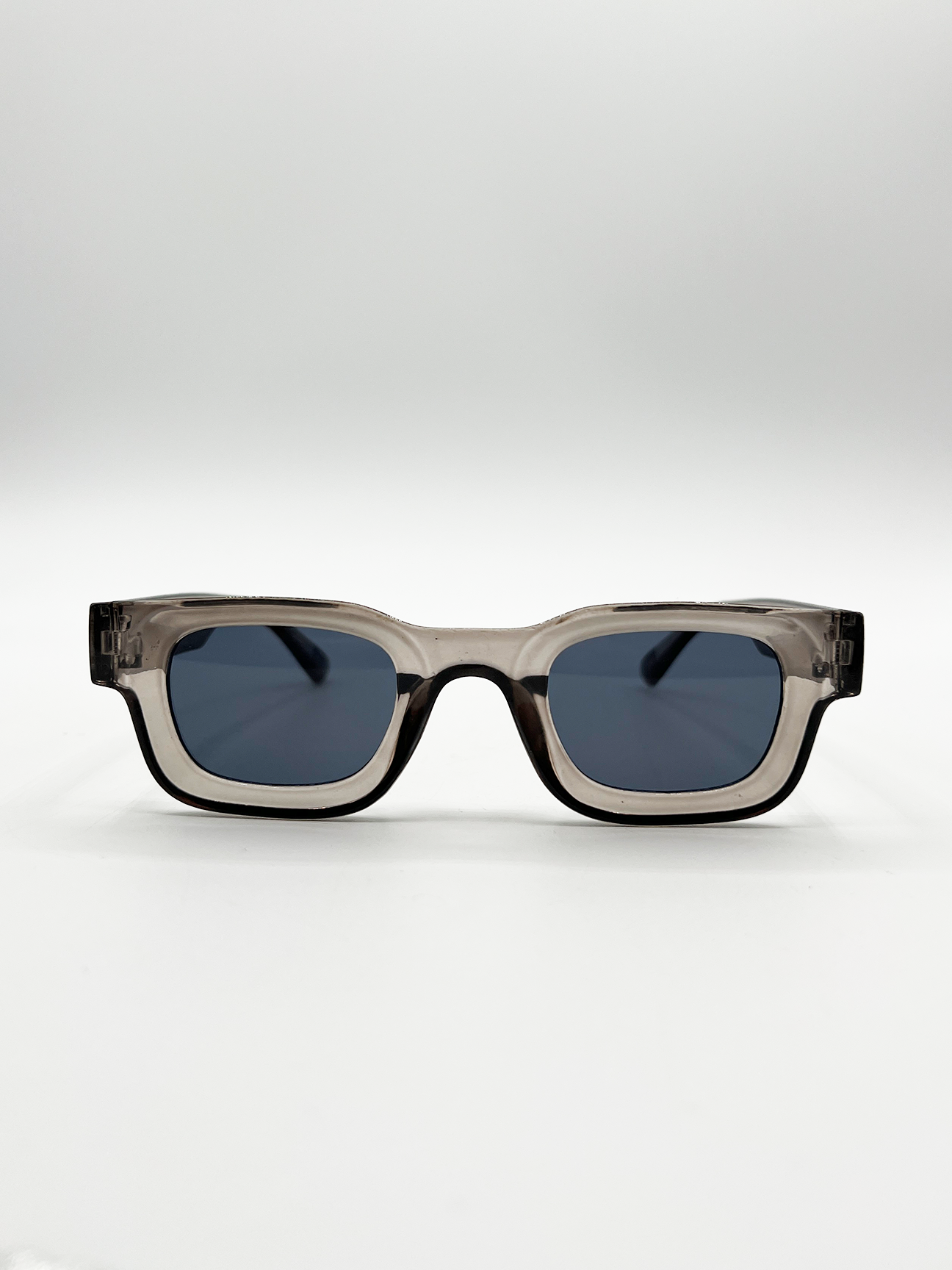 Chunky Square Frame Sunglasses in Clear Black