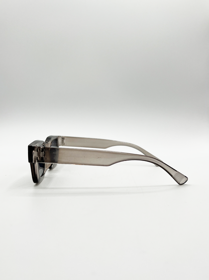 Chunky Square Frame Sunglasses in Clear Black