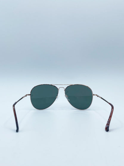 Gold Frame Aviators with Khaki Lenses