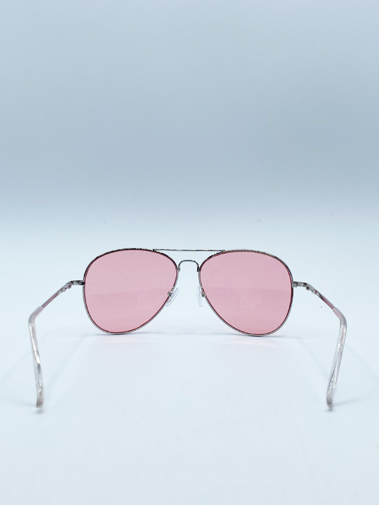 Silver Frame Aviators with Pink Lenses