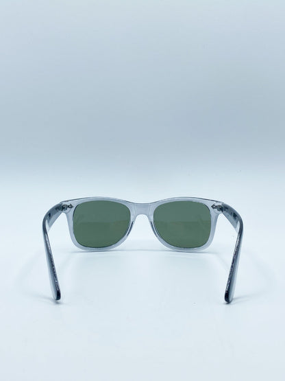 Translucent Grey Wayfarer with Khaki Lenses