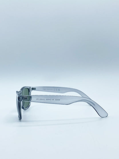 Translucent Grey Wayfarer with Khaki Lenses