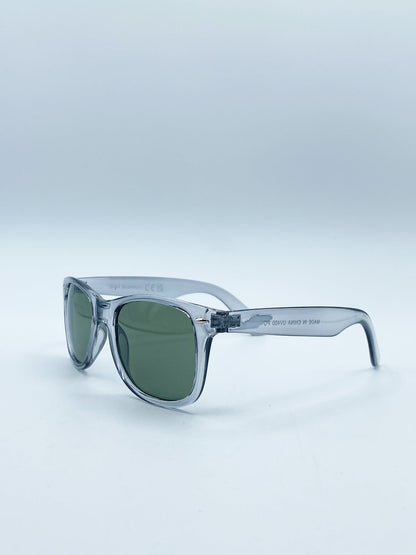 Translucent Grey Wayfarer with Khaki Lenses