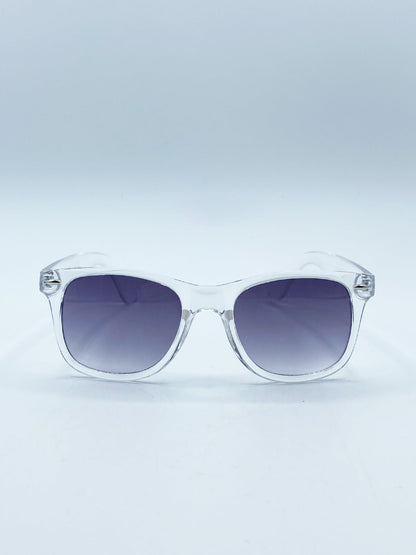 Clear Wayfarer Sunglasses with Graded Grey Lenses