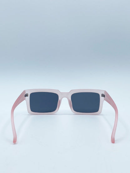 Square Frame Sunglasses in Matte Pink with Black Lenses