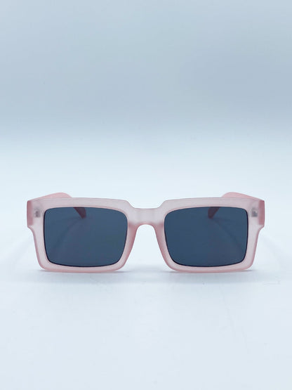 Square Frame Sunglasses in Matte Pink with Black Lenses