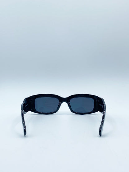 Chunky Rectangle Sunglasses with Extra Wide Arms in Black