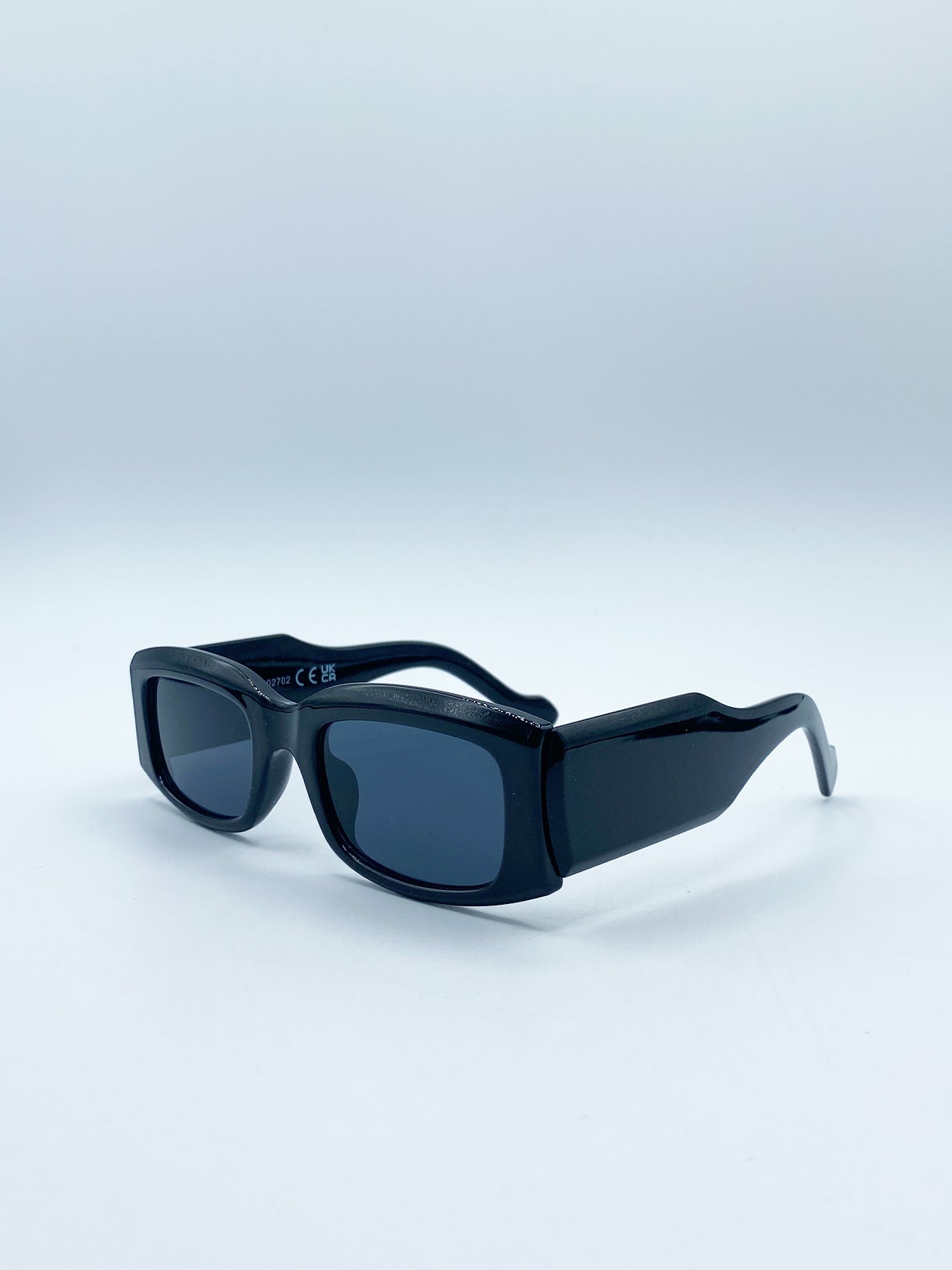 Chunky Rectangle Sunglasses with Extra Wide Arms in Black
