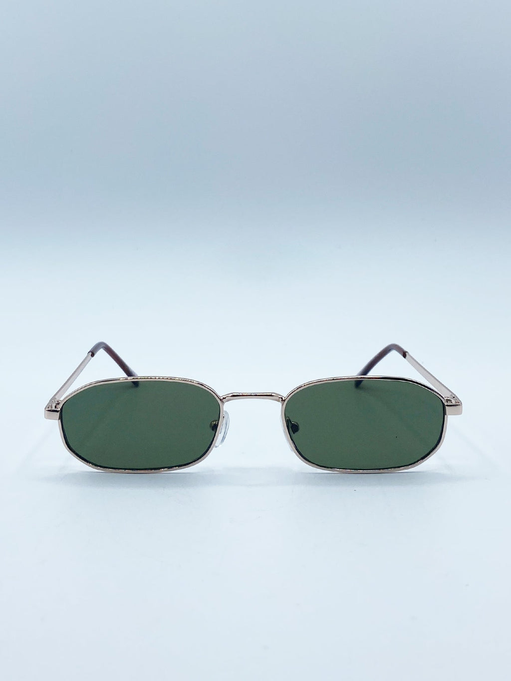 Oval Metal Frame Sunglasses In Silver Khaki