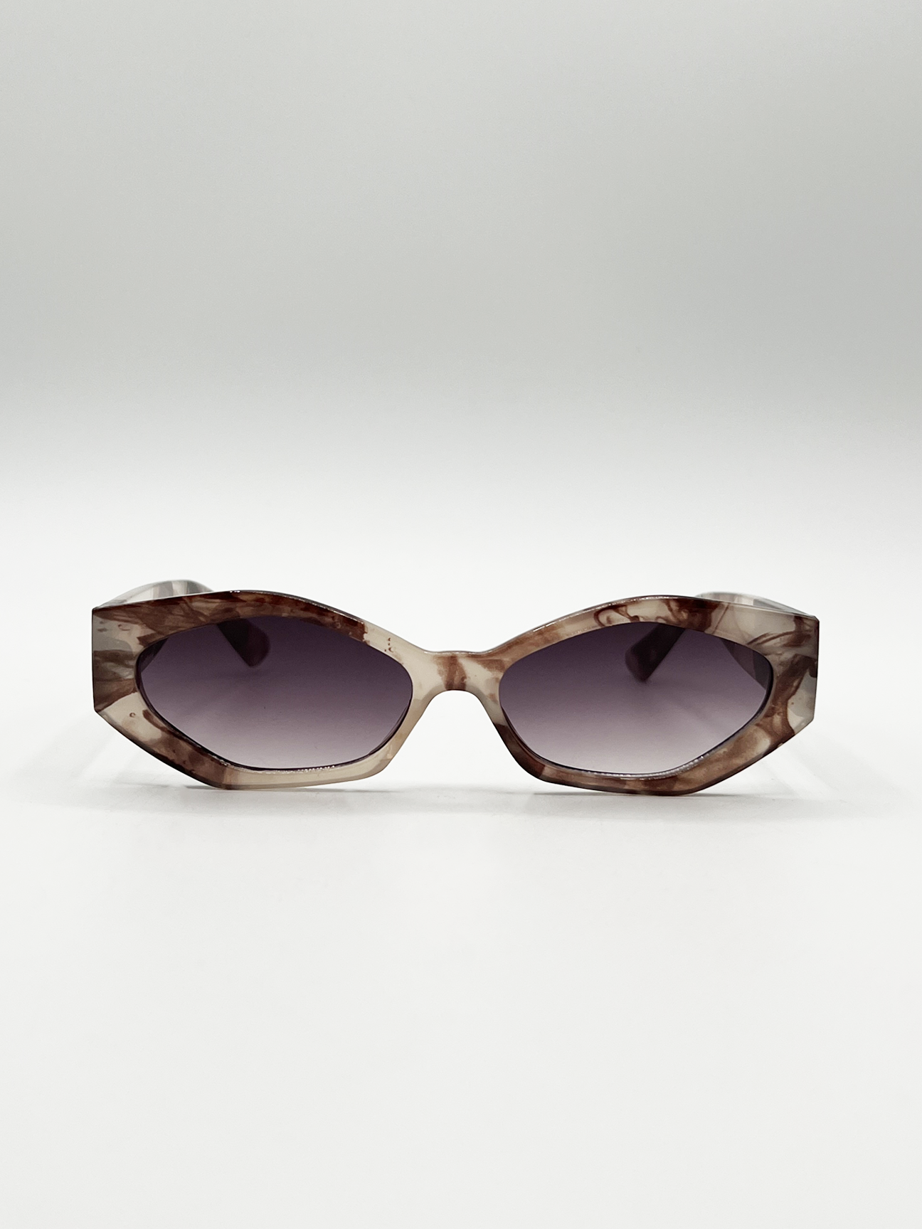 Smoke Effect Angular Sunglasses in Brown