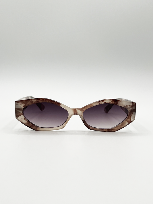 Smoke Effect Angular Sunglasses in Brown