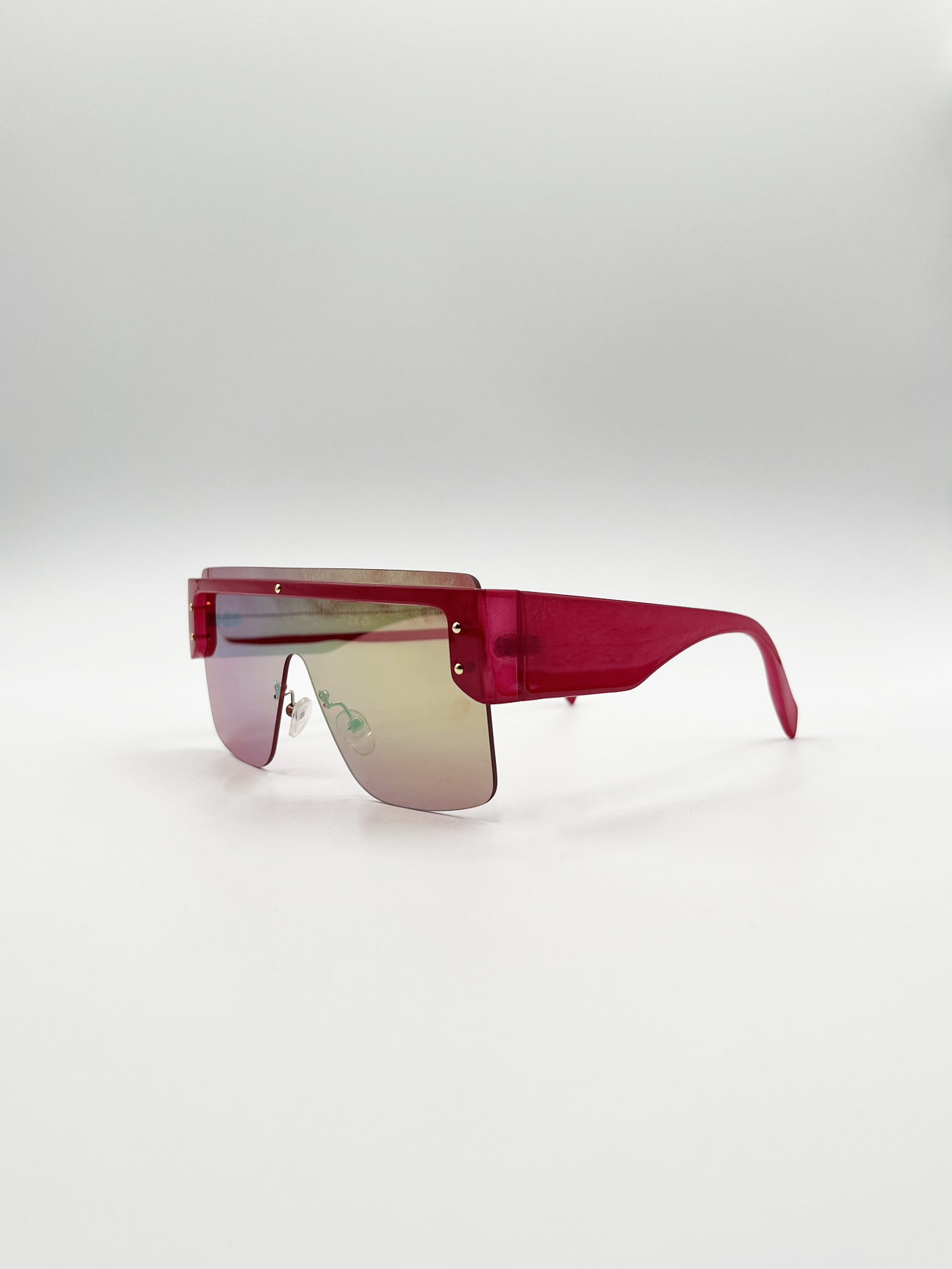 Oversized Flat Top Sunglasses with Mirrored Lens