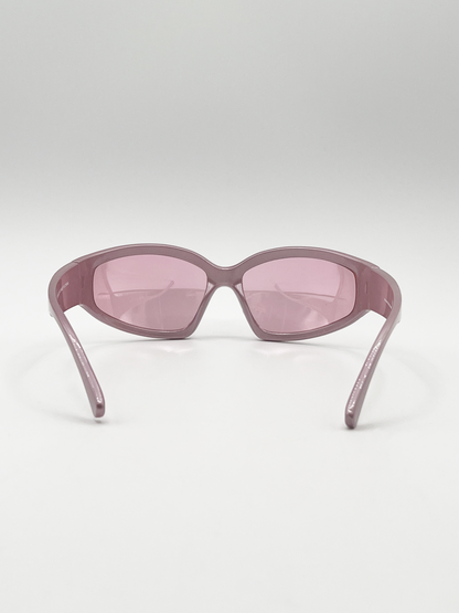 Wrap Around Sunglasses in Pearlized Pink