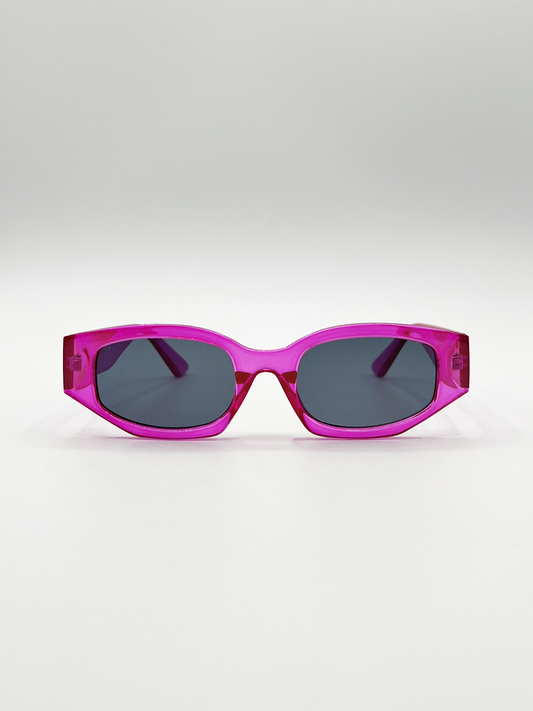 Angular Sunglasses in Translucent Hot Pink