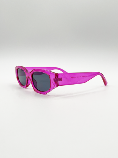 Angular Sunglasses in Translucent Hot Pink