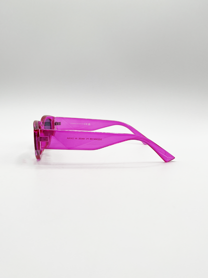 Angular Sunglasses in Translucent Hot Pink