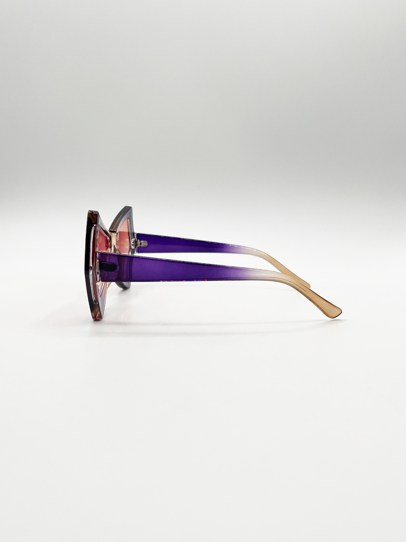 2 Tone Angular Sunglasses in Purple