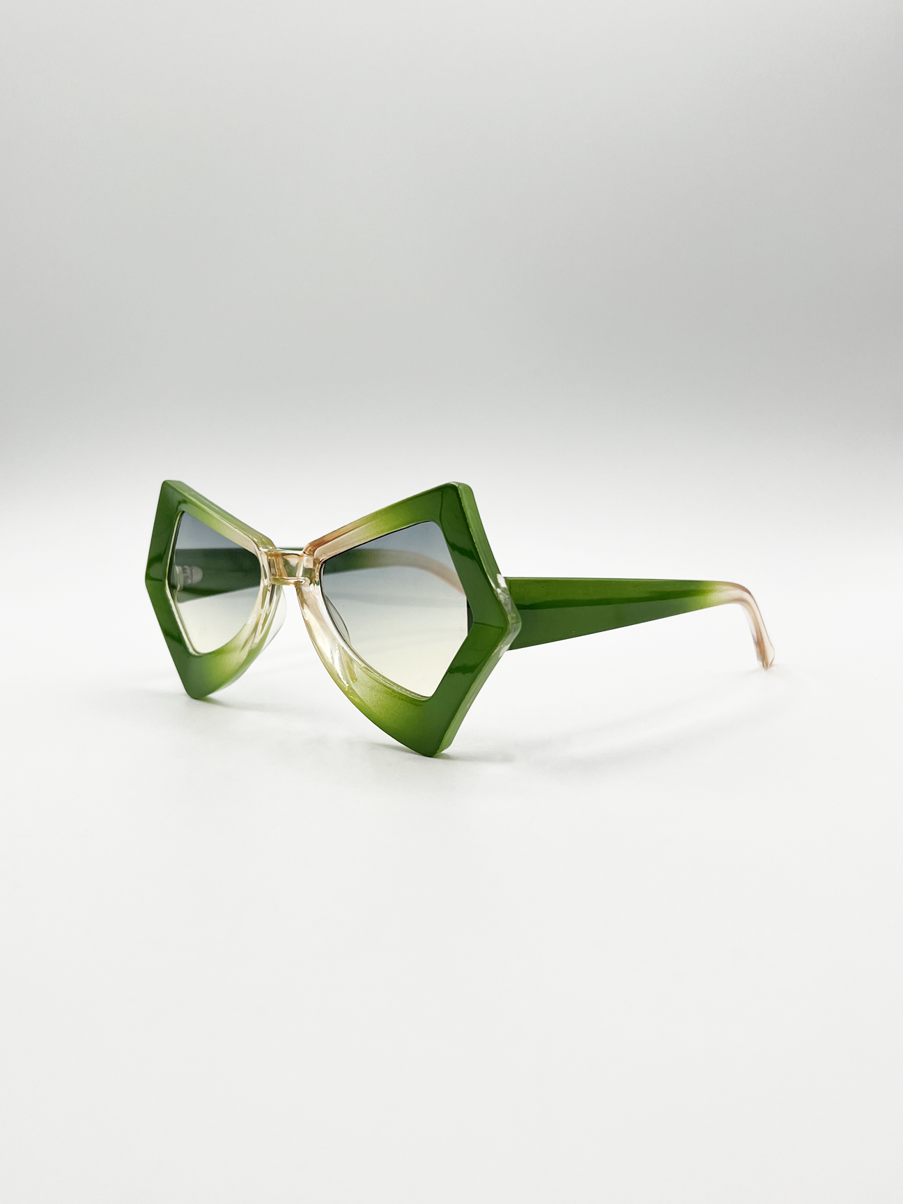 2 Tone Angular Sunglasses in Green