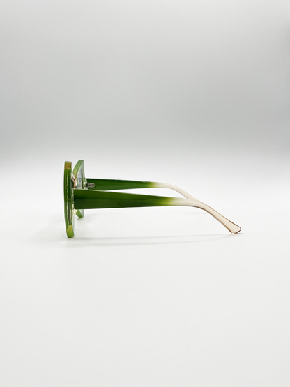 2 Tone Angular Sunglasses in Green