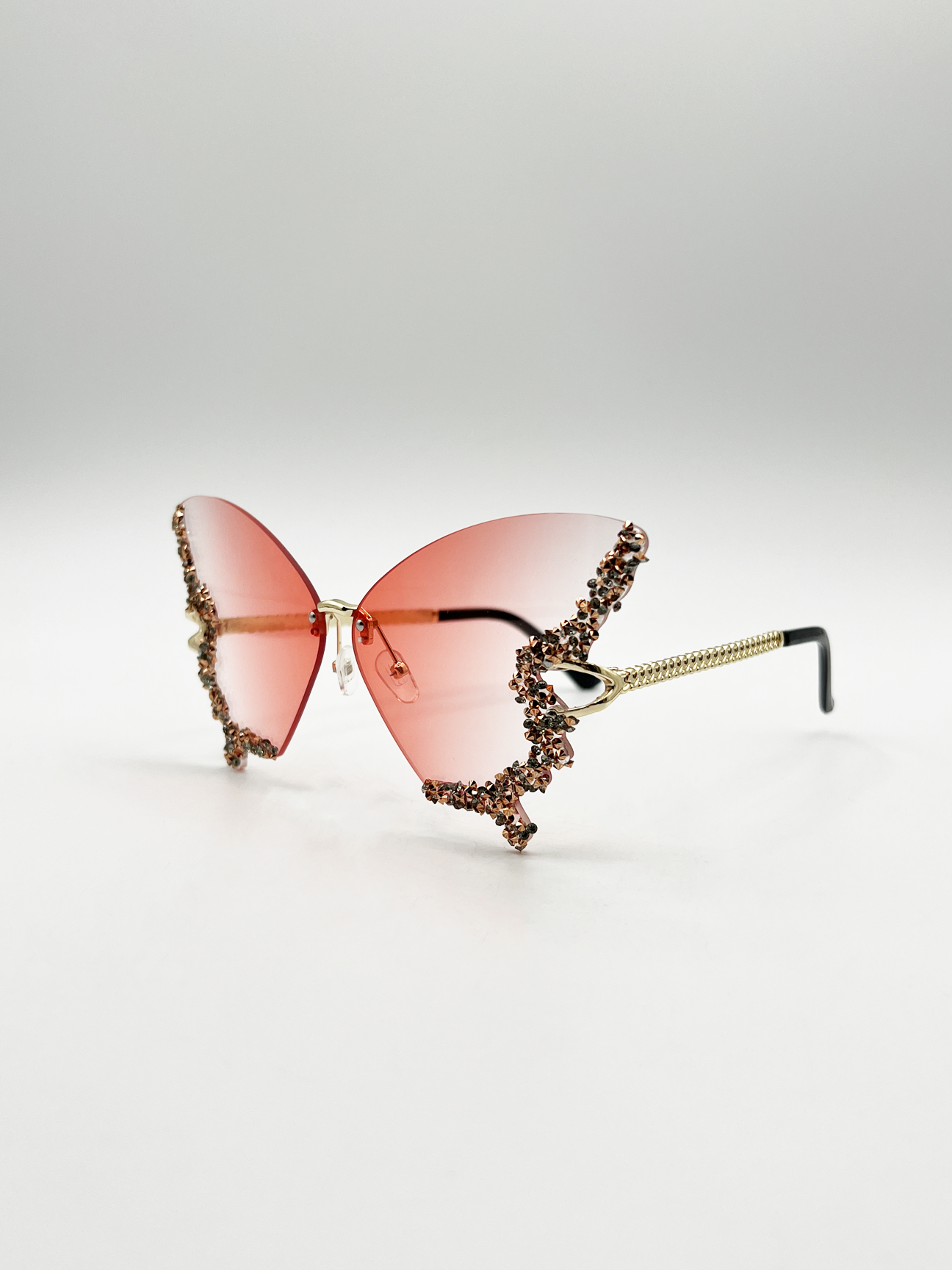 Butterfly Lens with Crystal Detail in Gradient Pink