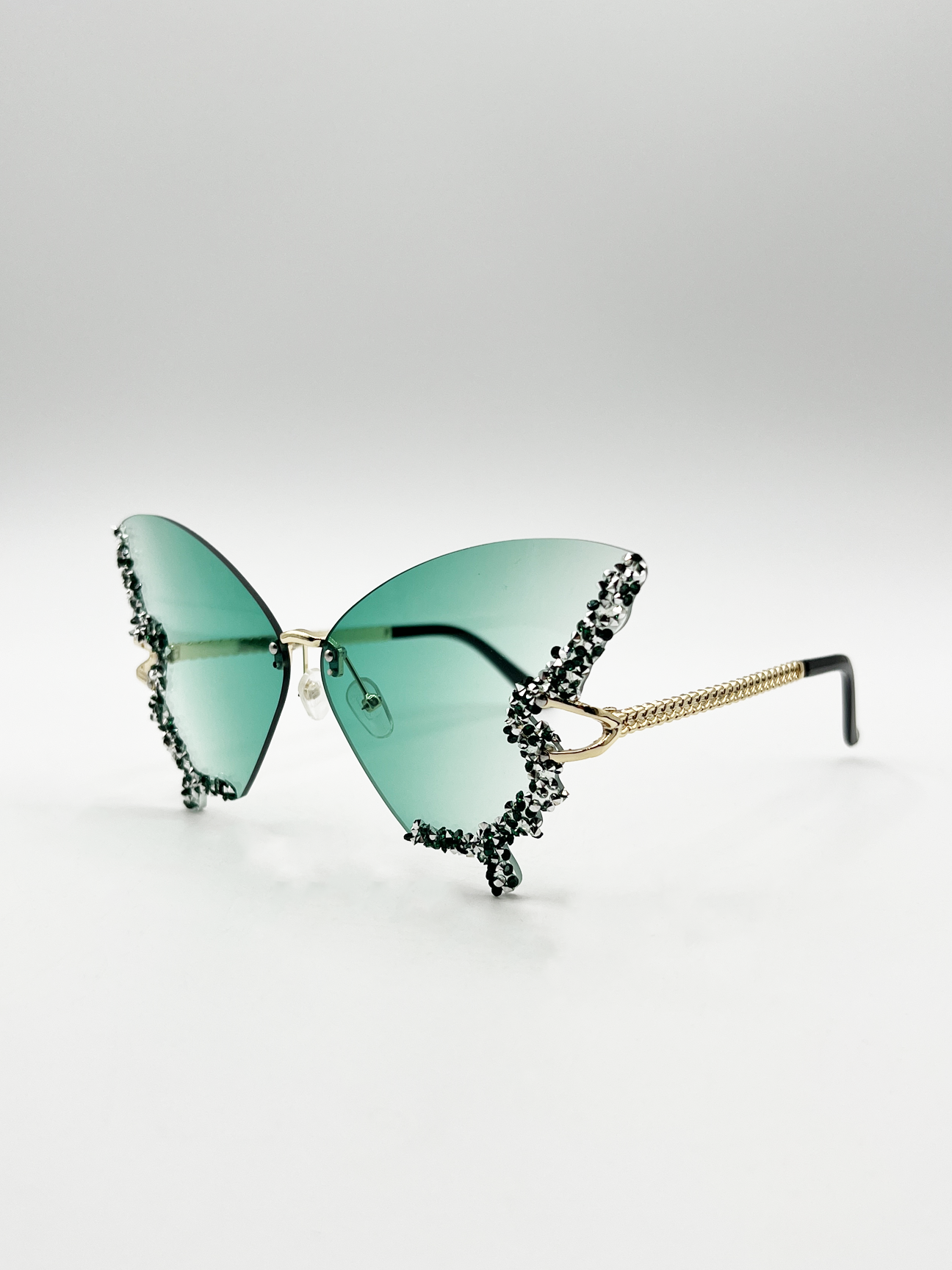 Butterfly Lens with Crystal Detail in Green