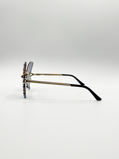 Butterfly Lens with Crystal Detail in Blue