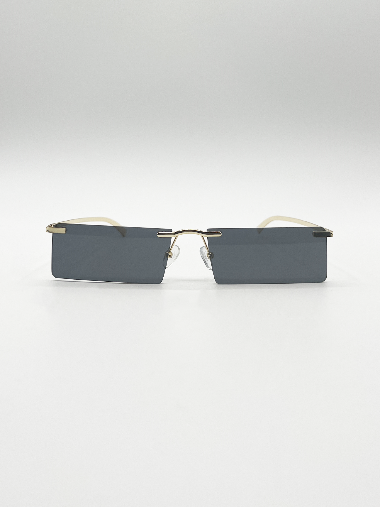 Frameless Rectangle Sunglasses in Black