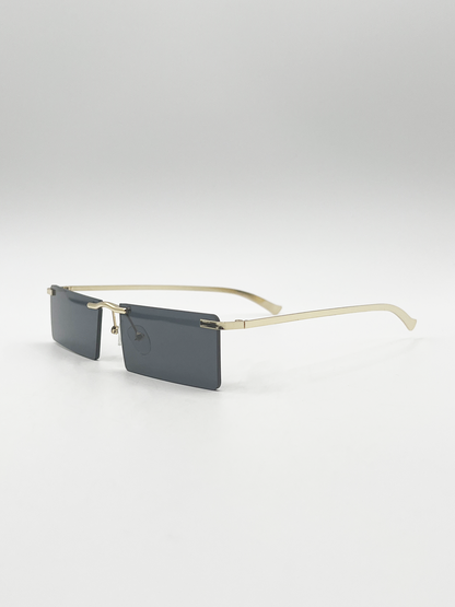 Frameless Rectangle Sunglasses in Black