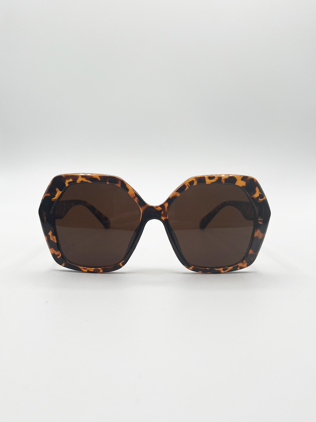 Oversized Rounded Angular Sunglasses in Tortoiseshell