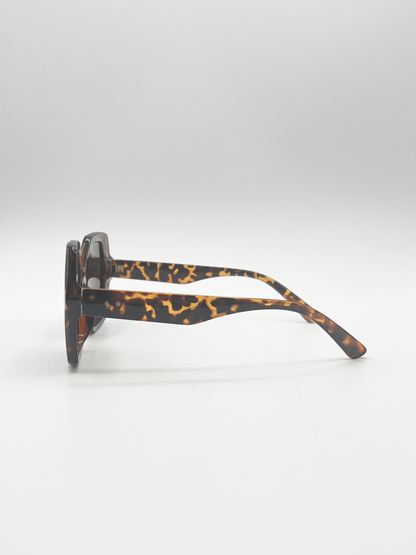 Oversized Rounded Angular Sunglasses in Tortoiseshell