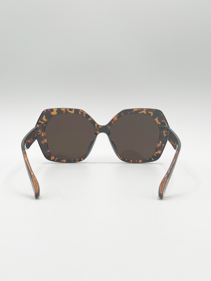 Oversized Rounded Angular Sunglasses in Tortoiseshell