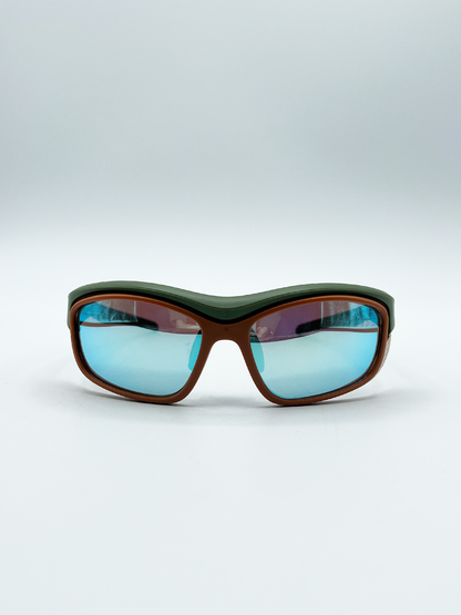 Cycling Style Glasses in Multi with Mirrored lens