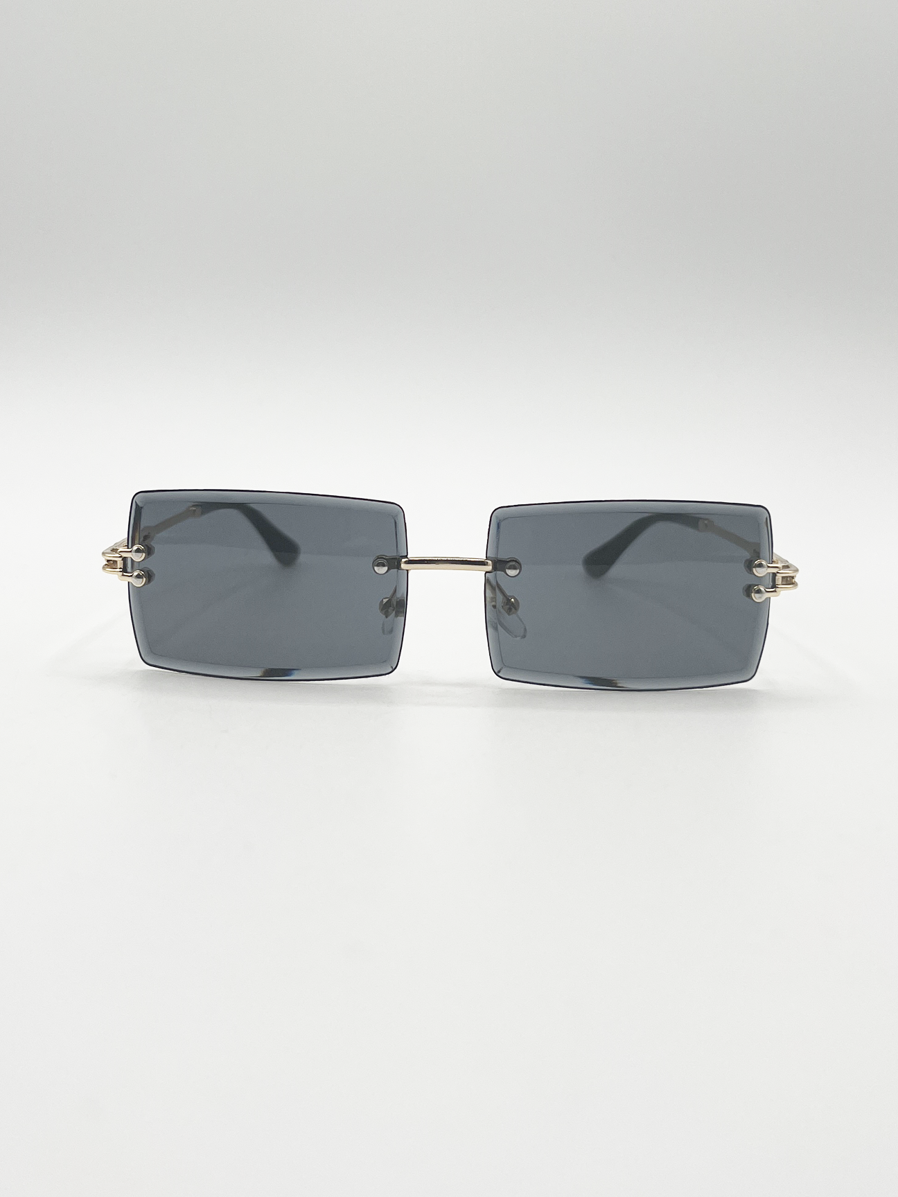 Frameless Square Sunglasses in Black