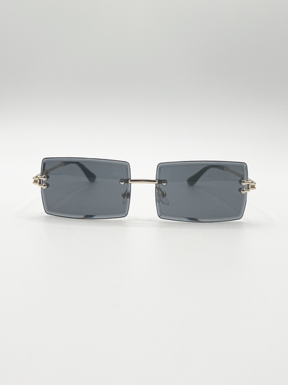 Frameless Square Sunglasses in Black