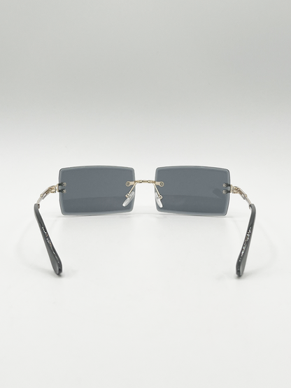 Frameless Square Sunglasses in Black