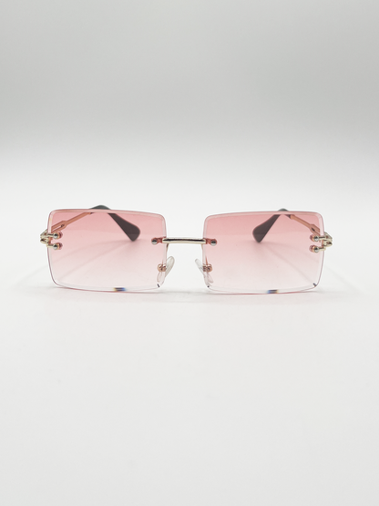 Frameless Square Sunglasses in Pink