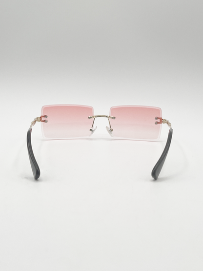 Frameless Square Sunglasses in Pink