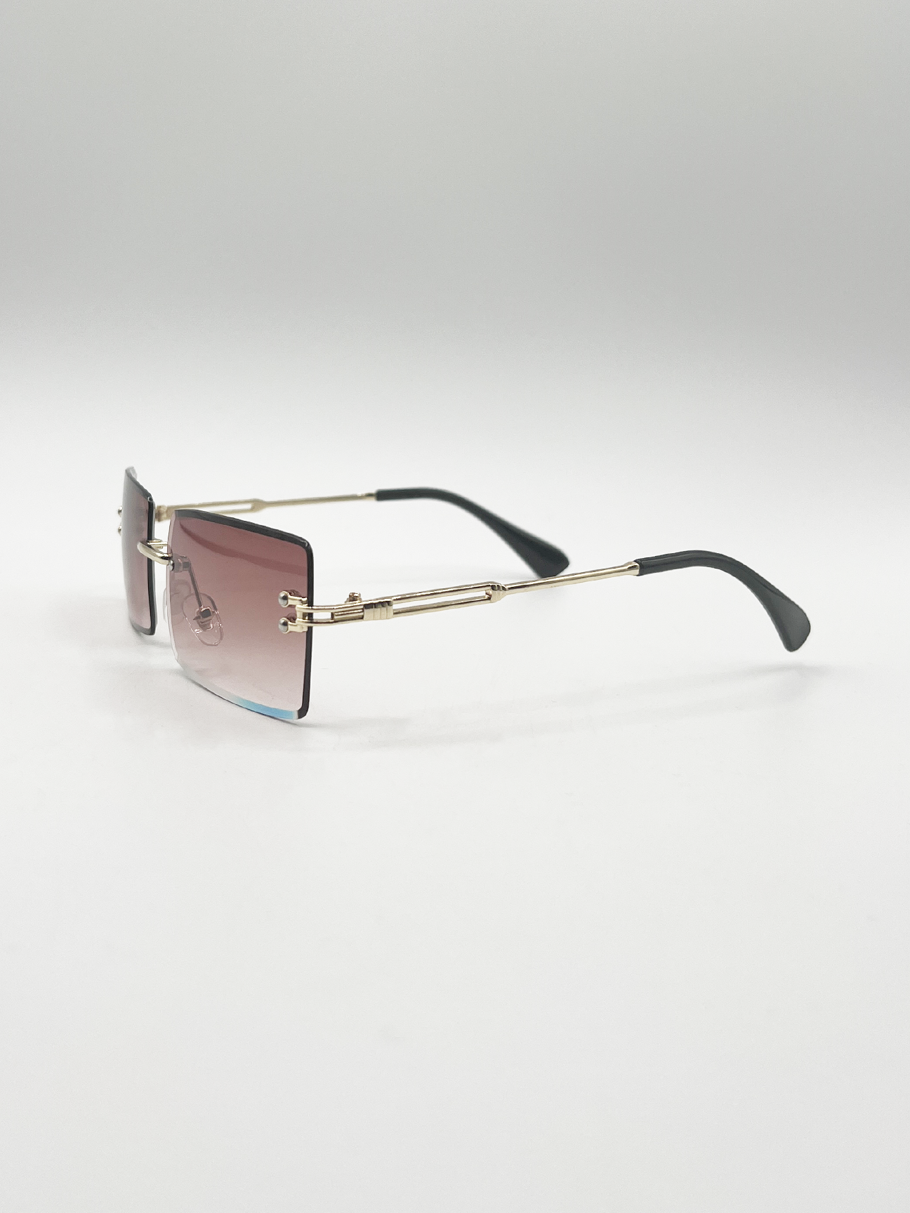 Frameless Square Sunglasses in Brown
