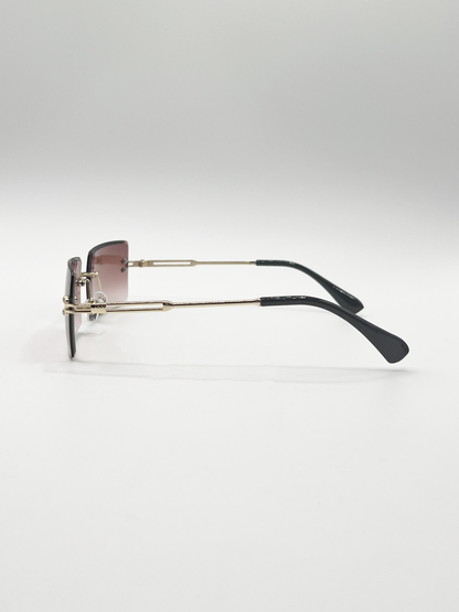 Frameless Square Sunglasses in Brown