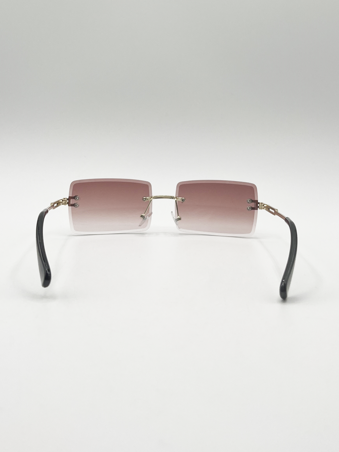 Frameless Square Sunglasses in Brown