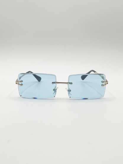 Frameless Square Sunglasses in Pale Blue