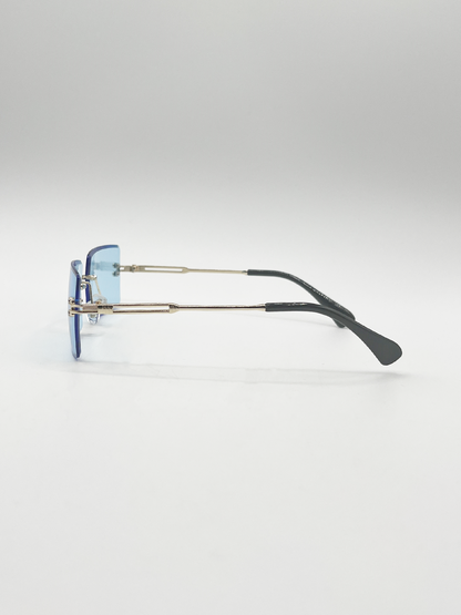 Frameless Square Sunglasses in Pale Blue