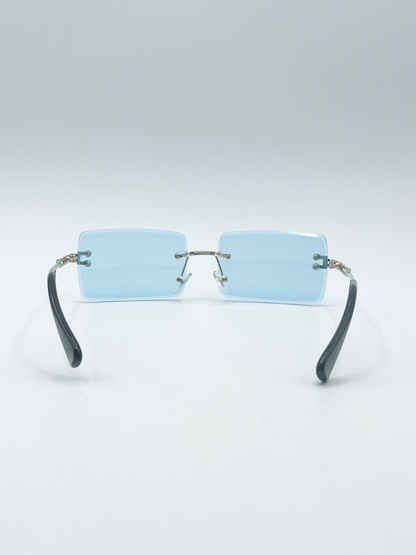 Frameless Square Sunglasses in Pale Blue