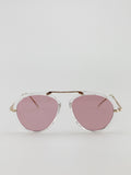 Clear Frame  Aviator Sunglasses with Pink Lenses