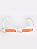Slim Oval Retro Sunglasses In White