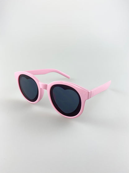 Round Pink Sunglasses with heart lenses