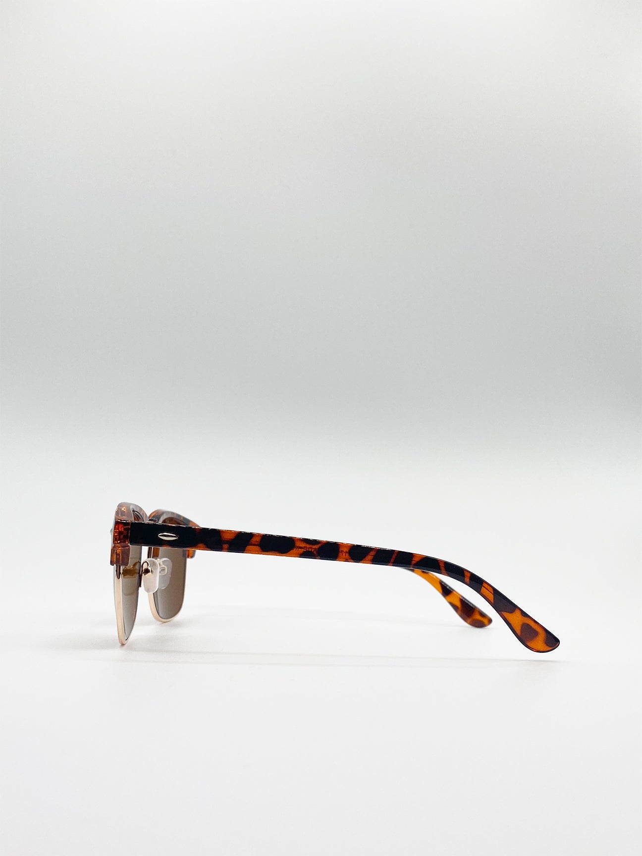 Tortoiseshell Clubmaster Sunglasses with Brown Lenses