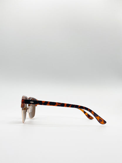 Tortoise Shell Clubmaster Sunglasses with Brown Lenses