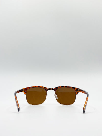 Tortoise Shell Clubmaster Sunglasses with Brown Lenses